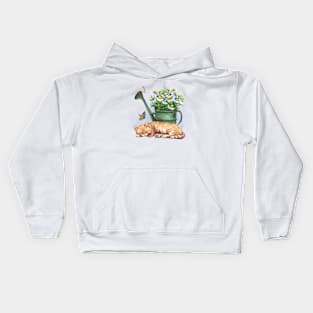 Watercolor Outdoor Sleeping Cat Kids Hoodie